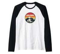 Retro Skiing Alpe d'Huez France Ski Raglan Baseball Tee