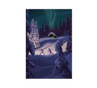 Retro Skiing Art Poster Canvas Poster Bedroom Decor Landscape Office Room Decor Gift 12x18inch(30x45cm)
