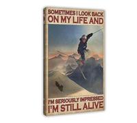Retro Skiing Sometimes I Look Back on My Life Still Alive Extreme Sports Inspirational Canvas Poster Bedroom Decor Landscape Office Room Decor Gift Frame: 12x18inch(30x45cm)