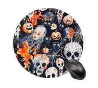 Retro Skull Pattern Mouse Pad, 7.8 Inch Portable Round Mouse Mat with Non-Slip Rubber Base & Smooth Surface, Waterproof Mousepad for Gaming Office & Home
