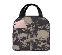 Retro Skull Print Portable Lunch Bag Reusable Lunch Bag for Men or Women Perfect for Office Picnic Travel