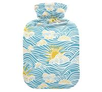 Retro Sky Sun Waves hot-Water Bottle with Soft Cover, 2Lhotwater Bag for Period Cramps,Period Cramps,Bolsa para agua Caliente
