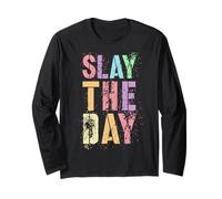 Retro Slay The Day Motivational Game Day Spirit Week Long Sleeve T-Shirt
