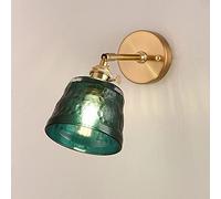 Retro Small Wall Lamp, Brass Finish Metal Wall Light Fitting with Hammered Pattern Glass Lamp Shade, Picture Lamp with Switch, Indoor Wal Lights for Bedroom, Gallery, E27 Socket
