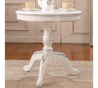Retro Small Wooden Dining Table, Round White Palace-Style Side Table for Home Décor and Dining Furniture - Perfect for Cozy Spaces and Elegant Interiors.