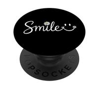 Retro Smile Face With Daisy Flower Positive Quote Summer PopSockets Adhesive PopGrip