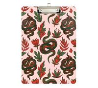 Retro Snake Pattern Pink Green clipboard Hardware Brass Waterproof for Classroom Supplies for Teachers Elementary Size 9 x 12 Silver