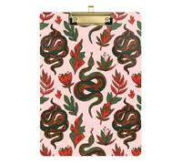 Retro Snake Pattern Pink Green clipboard Hardware Brass Waterproof for Classroom Supplies for Teachers Elementary Size 9 x 12 Gold