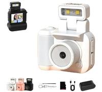 Retro Snap Camera,Mini Camera Keychain,1080P Vintage Small Digital Camera Video Recorder With LED Flash Light,Portable Travel Thumb Camera,Compact Vlog Camcorder For Teens, Kids(White,Camera+16G Card)