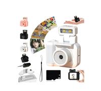 Retro Snap Camera, Miniretroflex Nostalgic Camera, Tiny Nostalgic Camera, Mini Camera Keychain, Mini Vintage Keychain Camera, 1080P Hd Mini Camera with LED Flash Light (64GB-White)