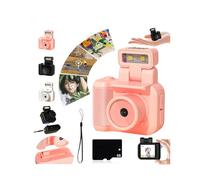Retro Snap Camera, Miniretroflex Nostalgic Camera, Tiny Nostalgic Camera, Mini Camera Keychain, Mini Vintage Keychain Camera, 1080P Hd Mini Camera with LED Flash Light (128GB-Pink)