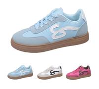 Retro Sneakers for Women Lace-Up Shoes Fashion Classic Casual Trainers Walking Shoes Non Slip Comfort Skate Shoe UK 5.5 Ladies #02_Sky Blue Footwear