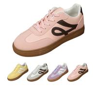 Retro Sneakers for Women Lace-Up Shoes Fashion Classic Casual Trainers Walking Shoes Non Slip Comfort Skate Shoe UK 7 Ladies #03_Pink Footwear