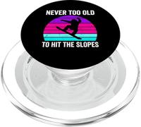 Retro Snowboarder Sunset Never Too Old To Hit The Slopes PopSockets PopGrip for MagSafe
