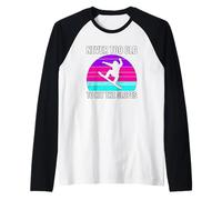 Retro Snowboarder Sunset Never Too Old to Hit The Slopes Raglan Baseball Tee