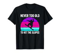 Retro Snowboarder Sunset Never Too Old to Hit The Slopes T-Shirt