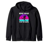 Retro Snowboarder Sunset Never Too Old To Hit The Slopes Zip Hoodie