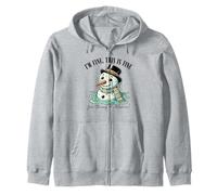 Retro Snowman I'm Fine This Is Fine Just Having A Meltdown Zip Hoodie