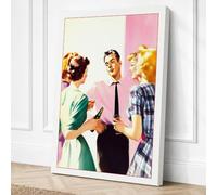 Retro Social Gathering Canvas Wall Art Print 18x12 Inch (46 x 30 cm)