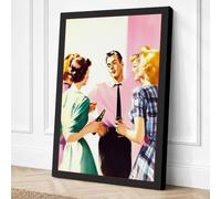 Retro Social Gathering Canvas Wall Art Print 36x24 Inch (91 x 61 cm)