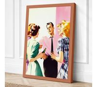 Retro Social Gathering Canvas Wall Art Print 36x24 Inch (91 x 61 cm)