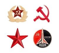 Retro Socialist Star Enamel Pin with Sickle and Hammer for Coat or Cap, Normal, Non-precious metal