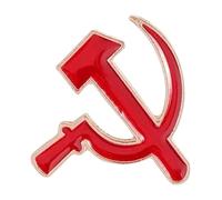 Retro Socialist Star Enamel Pin with Sickle and Hammer for Coat or Cap, Normal, Non-precious metal