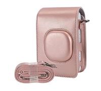 Retro Soft Mini Camera Case Bag PU Leather Cover with Shoulder Strap for Instax Mini LiPlay Camera Case (Rose Gold)