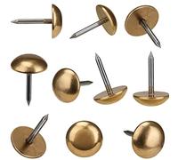 Retro Solid Pure Brass Tacks as Antique Upholstery Nails for Furniture, Decorative Push Pins for Wood,Carpet Tacks,Hardware Nails,Cap Nails,Thumb Tacks,Brass Fasteners(7/10",18mm Gold Color,10 Pcs)