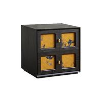 Retro Solid Wood 2-Drawer Nightstand, Multifunctional Dressing Table & TV Cabinet, Meteorite Black, Stylish Bedroom & Living Room Storage Solution