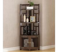 Retro Solid Wood Corner Shelf - Stylish Free-standing Mobile Bar Display Rack for Bedroom Living Room Kitchen Bathroom (Color:)