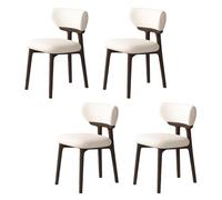 Retro Solid Wood Dining Chairs Set of 4Curved Backrest Leather Upholstery WearResistant & BreathablePerfect for Kitchen & Living Room (Dark Walnut & White)