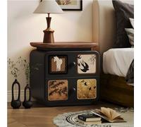 Retro Solid Wood Double Layer Nightstand with Storage - Multi-Purpose Bedside, End & Storage Table for Bedroom