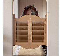Retro Solid Wood Folding Louvre Cafe Swing Doors - Internal Louvered Cowboy Partition Door with Auto-Close Half Waist Design & Sta Steel Hinges