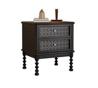Retro Solid Wood Nightstand with Glass Drawer Stylish Bedside Table for Bedroom Dorm Living Room - Elegant Black End Table with Storage