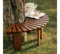 Retro Solid Wood Semi-Circular Park Bench Outdoor Patio Chair with Hexagonal Support Hollow Drainage Design 500 lbs Load Capacity Stylish Brown Wrap-Around Seating