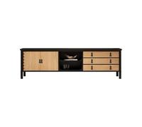 Retro Solid Wood TV Stand & Storage Cabinet for Living Room, 200CM - Stylish TV Unit with Coffee Table & Audio-visual Storage, Perfect for Home Decor.