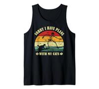 Retro Sorry I Have Plans with My Cats Skeleton Halloween Cat Tank Top