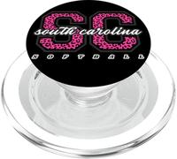 Retro South Carolina Softball Pink Leopard Collegiate Art PopSockets PopGrip for MagSafe