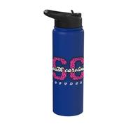 Retro South Carolina Softball Pink Leopard Collegiate Art Stainless Steel Insulated Water Bottle