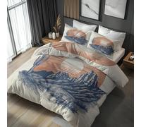 Retro Southwestern Emperor Bedding Set 3 Piece, Bedroom Decor Duvet Cover and 2 Pillowcases, Western Desert Sunset Quilt Cover with Zip, Ultra Soft Microfibre YH-E66