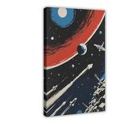 Retro Space Adventure Science Fiction Art Canvas Poster Bedroom Decor Landscape Office Room Decor Gift 24x36inch(60x90cm)