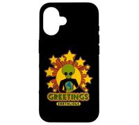 Retro Space Alien, Greetings Earthlings Case for iPhone 16