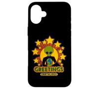 Retro Space Alien, Greetings Earthlings Case for iPhone 16 Plus