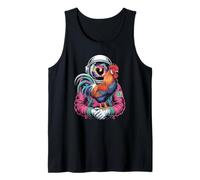 Retro Space Farmer Holding A Vibrant Backyard Chicken Tank Top