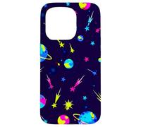 Retro Space Pattern Planets Stars Comets 80s Design Case for iPhone 15 Pro
