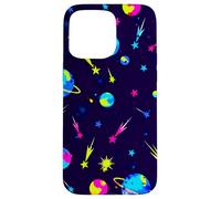 Retro Space Pattern Planets Stars Comets 80s Design Case for iPhone 15 Pro Max