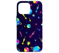 Retro Space Pattern Planets Stars Comets 80s Design Case for iPhone 16 Pro Max