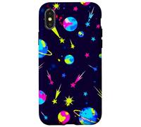 Retro Space Pattern Planets Stars Comets 80s Design Case for iPhone X/XS