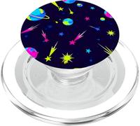 Retro Space Pattern Planets Stars Comets 80s Design PopSockets PopGrip for MagSafe